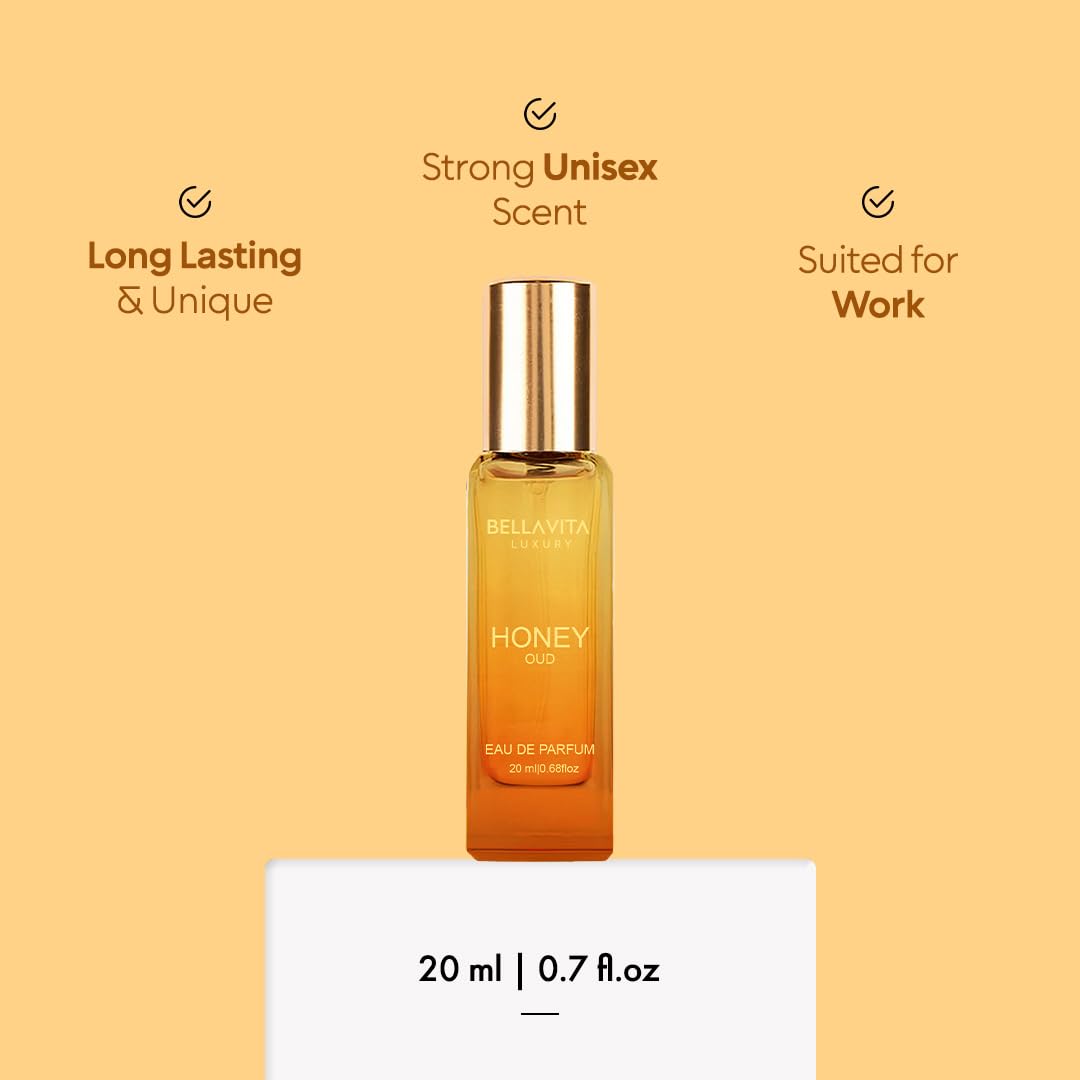 Bellavita Luxury Honey oud Eau de Parfum | 20 ml (0.7 fl.oz.) | Travel Size Perfume for Men and Women | Sweet Honey, Bergamot, Oud, and Amber Notes | Long Lasting Unisex Fragrance-Bellavita Luxury Honey oud Eau de Parfum | 20 ml (0.7 fl.oz.) | Travel Size Perfume for Men and Women | Sweet Honey, Bergamot, Oud, and Amber Notes | Long Lasting Unisex Fragrance