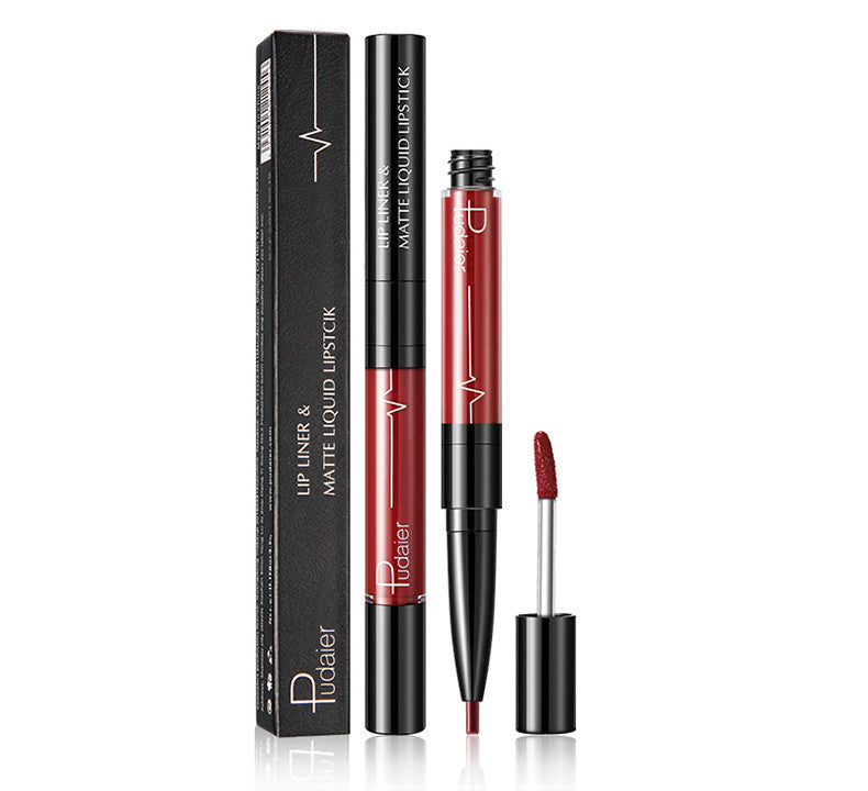 Pudaier Matte Lip Gloss Lip Liner 2 in1 Maquiagem Profissional Completa Agate Red Lip Tint Plumper Tattoo Makeup liquid Lipstick-b89b3ed8d88334e9d204349d1c8ea893