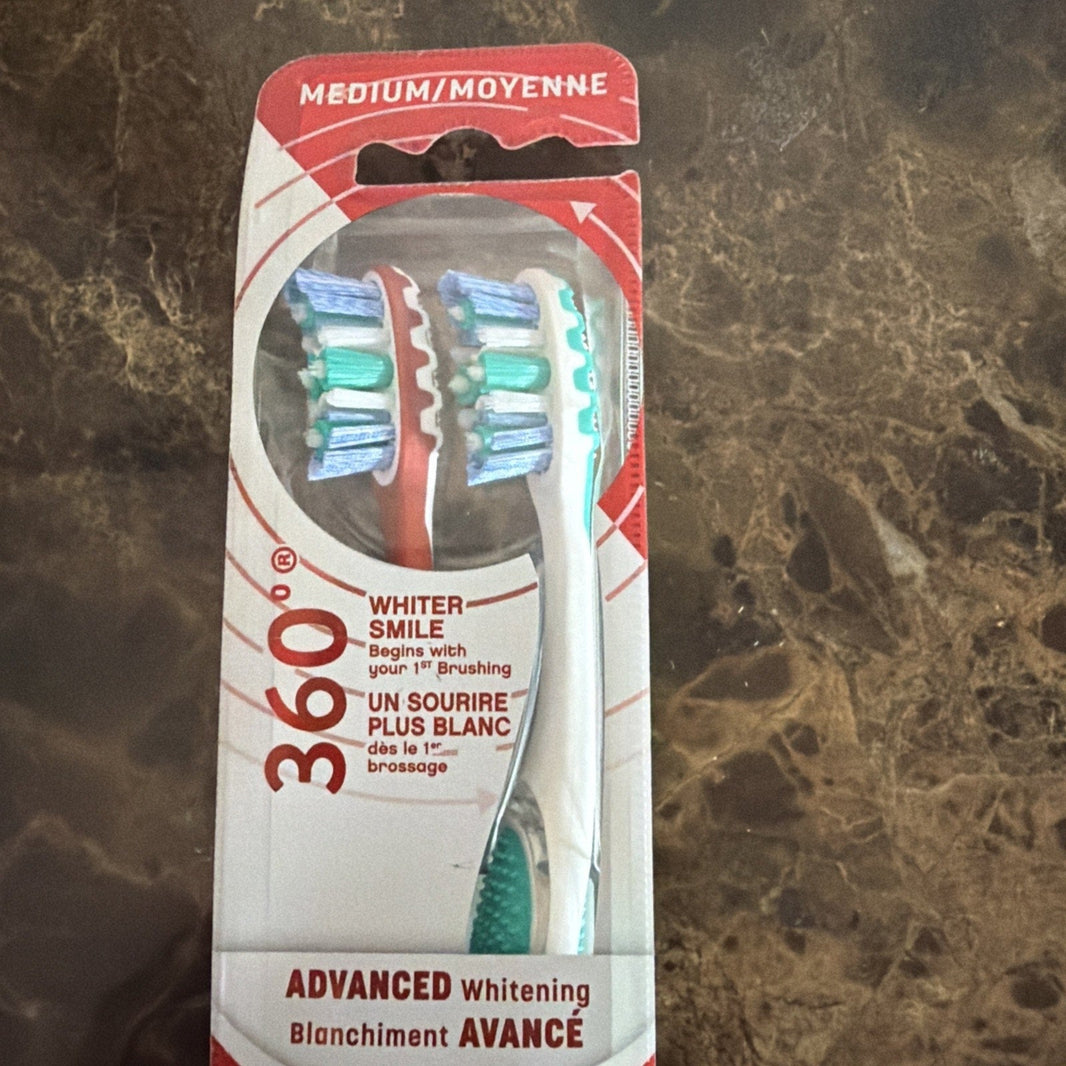 Colgate 360 Advanced Optic White Medium Toothbrushes (2-Pack)-Colgate 360 Advanced Optic White Medium Toothbrushes (2-Pack)