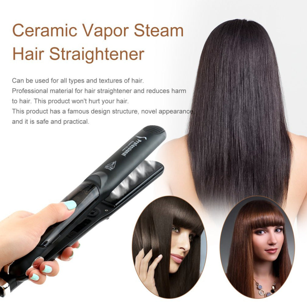 Steam Function Flat Iron Tourmaline Ceramic Vapor Professional Hair Straightener with Argan Oil Infusion Straightening Irons-8881159ec302635c4e195b7592725b63