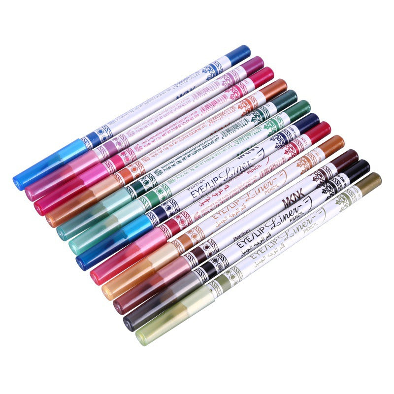 Cosmetics 12 Colors Glitter Lip liner Eye Shadow Eyeliner Pencil Pen Makeup-5b36b15668bf39d51deef931f0a1bd4