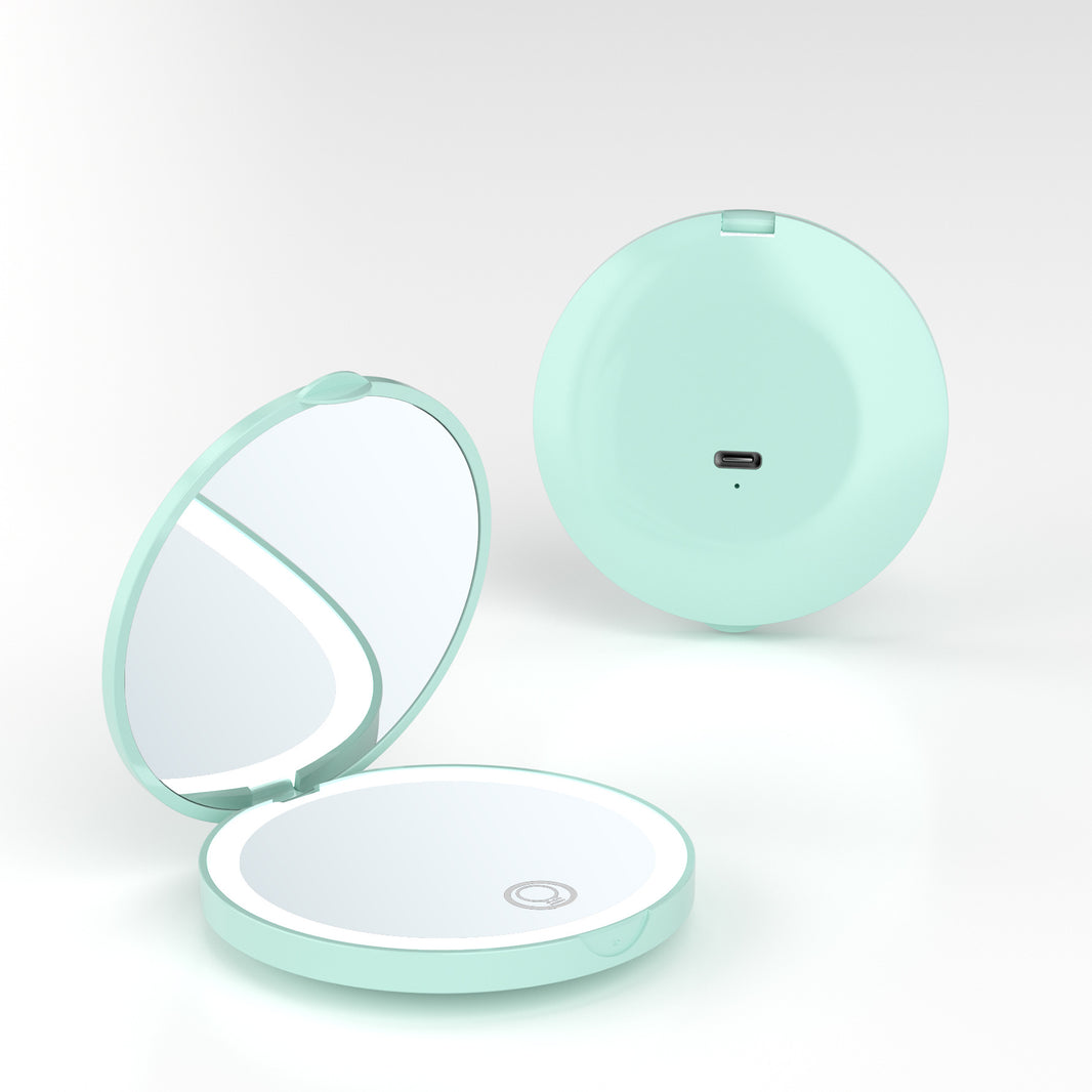 Portable Folding Led Luminous With 2X Amplification Rechargeable Portable Led Make-up Mirror-e37bcb9a2c36c49f1e6003ac40be0a85
