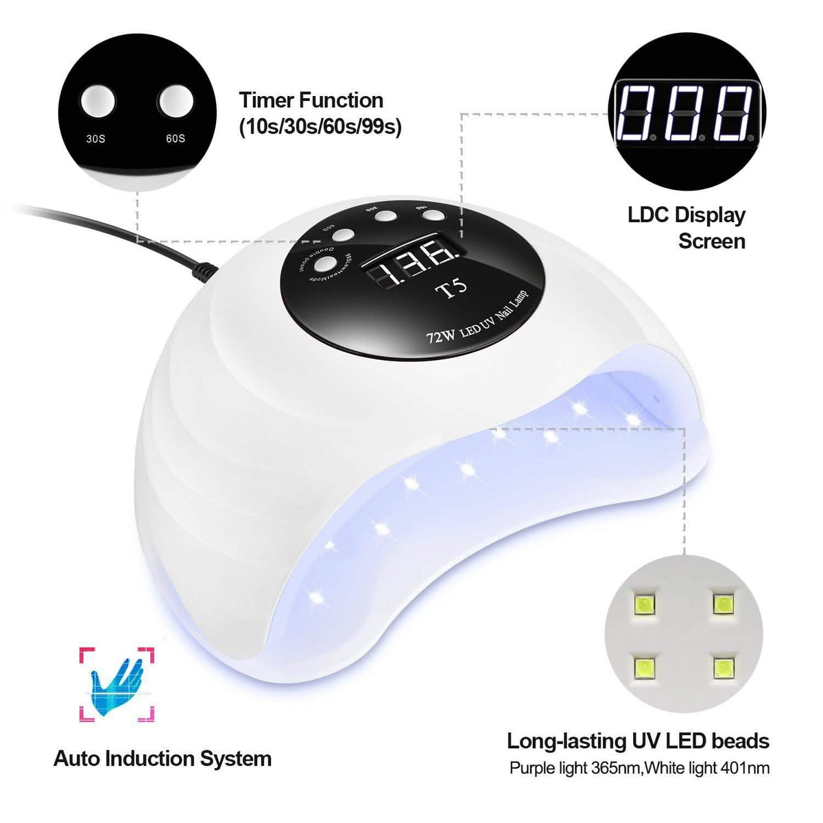 48W UV LED Gel Nail Lamp with 4 Timer-48W UV LED Gel Nail Lamp with 4 Timer