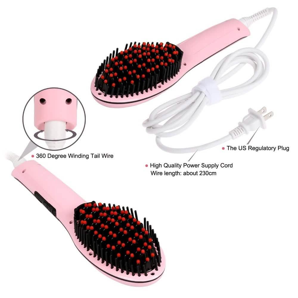 Detangling Hair Straightener Brush - Assorted Colors-Detangling Hair Straightener Brush - Assorted Colors
