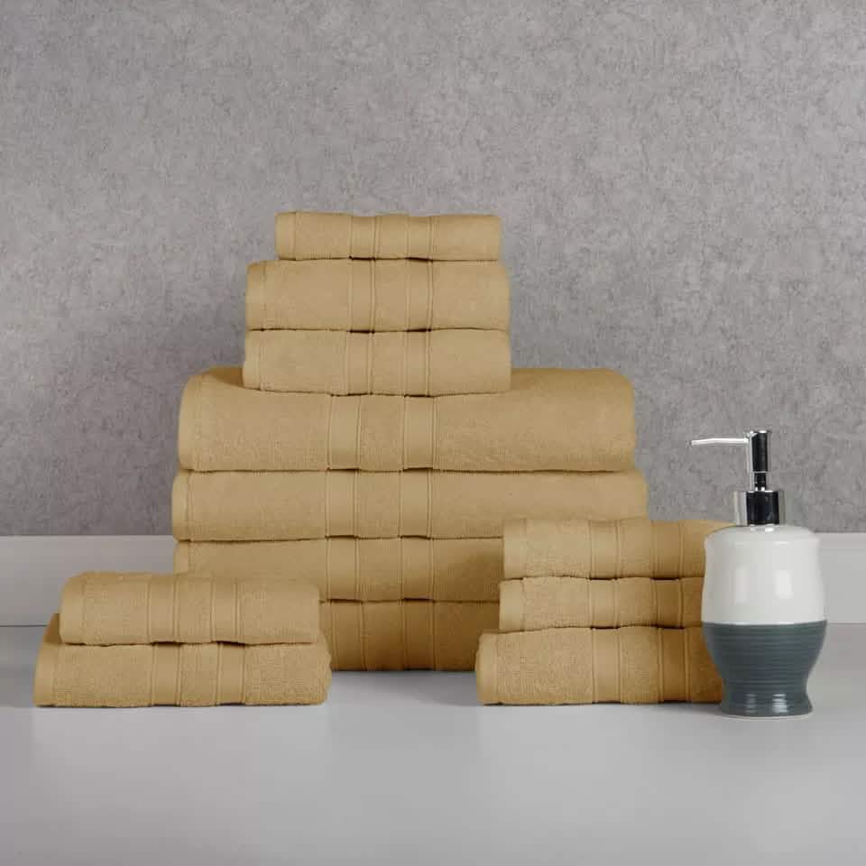 12-Piece: Bibb Home Egyptian Cotton Towel Set-12-Piece: Bibb Home Egyptian Cotton Towel Set
