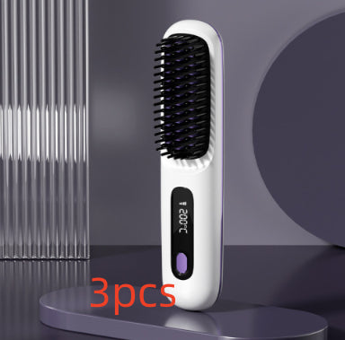 2 In 1 Straight Hair Comb Wireless Hair Straightener Brush Hair Fast Heating Portable Hot Curler USB Charging-aca3977a1792520e24b0bdfa6debe180