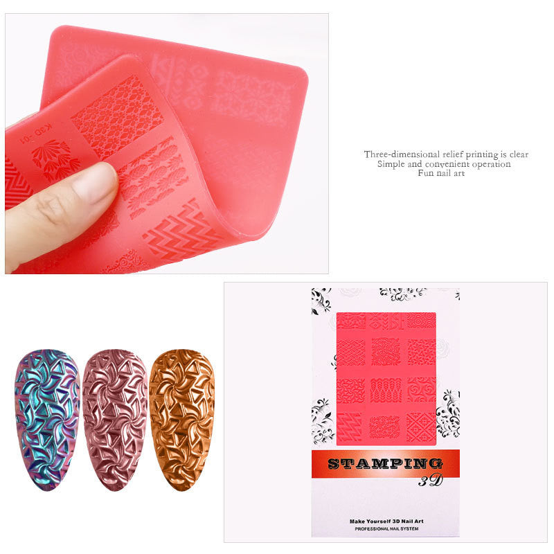 Nail Art Silicone Printing Stencil Plastic 3D Relief-855be20d5f68742e472a3dc52c91de88
