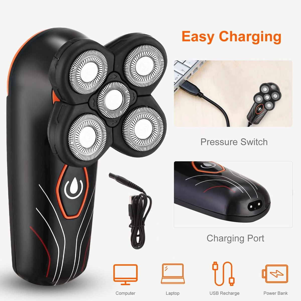 4D Electric Shavers Razor IPX7 Rechargeable Beard Trimmer-4D Electric Shavers Razor IPX7 Rechargeable Beard Trimmer