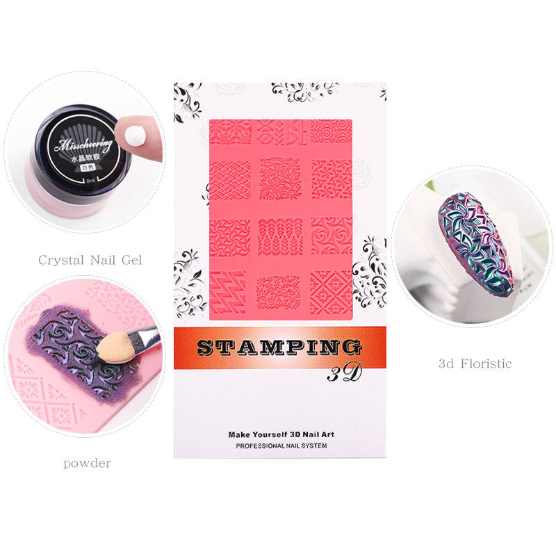 Nail Art Silicone Printing Stencil Plastic 3D Relief-b05aad93d97c2e7ec97af8a553c87d42