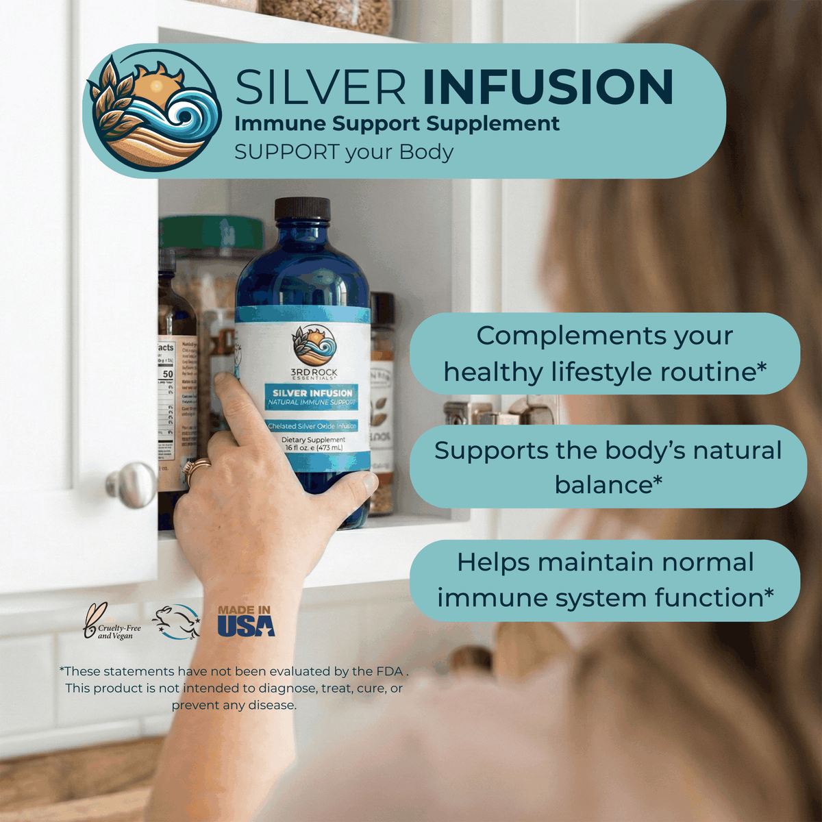 3rd Rock Essentials Silver Infusion – 150 PPM Chelated Silver Oxide Complex Supplement– 16 fl oz-3rd Rock Essentials Silver Infusion – 150 PPM Chelated Silver Oxide Complex Supplement– 16 fl oz