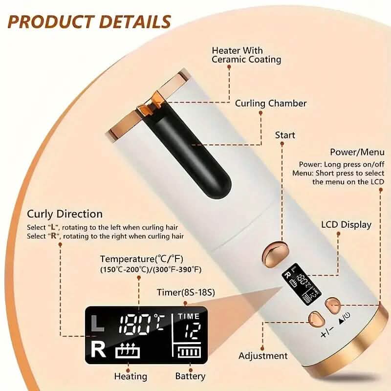5 Heat Settings Auto-Curler for Luscious Locks-5 Heat Settings Auto-Curler for Luscious Locks