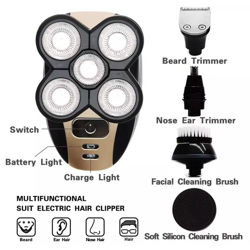 5-in-1 4D Rotary Electric Shaver Beard Trimmer-5-in-1 4D Rotary Electric Shaver Beard Trimmer