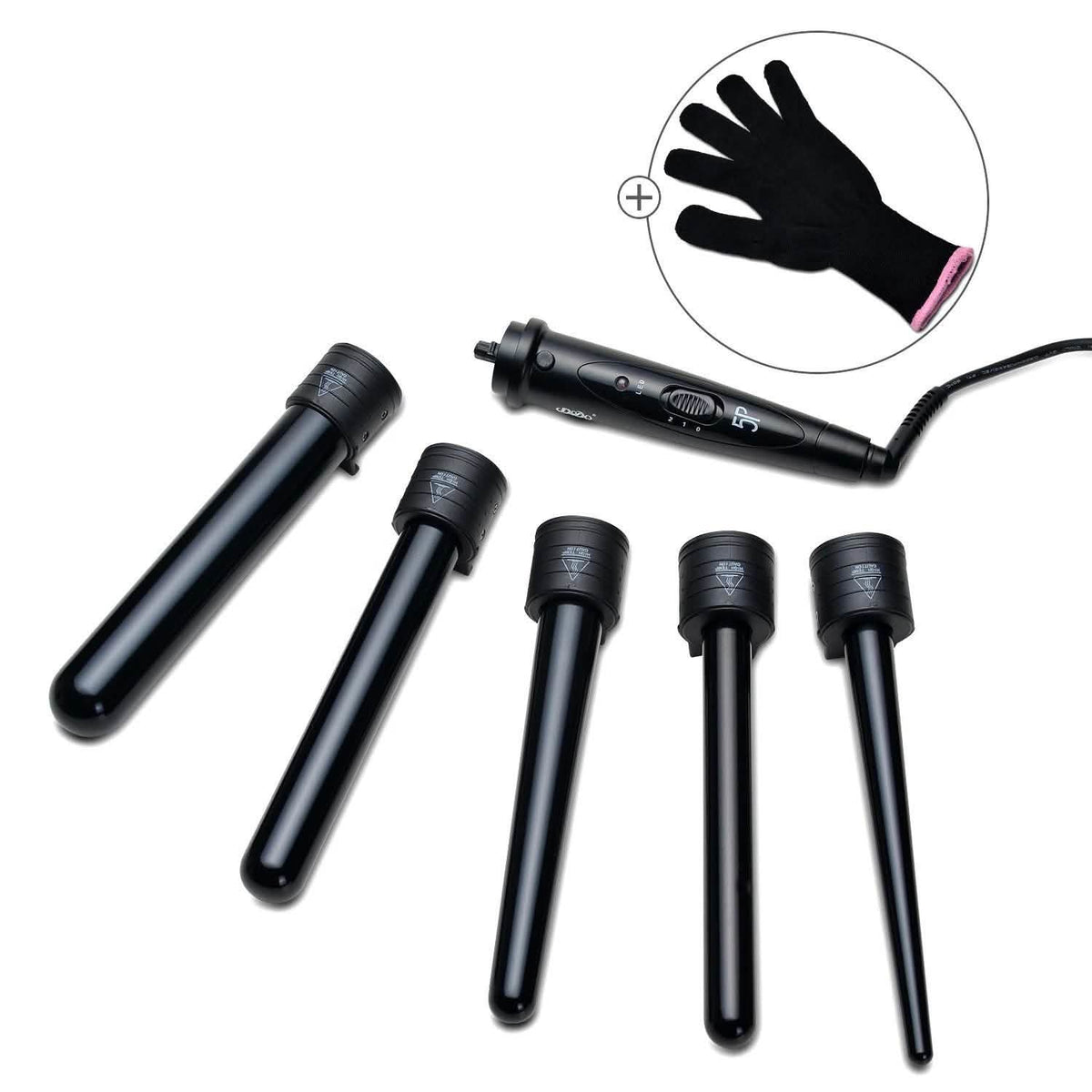 5-in-1 Curling Iron Wand Set Hair Curler Set With 5 Interchangeable Barrels Roller-5-in-1 Curling Iron Wand Set Hair Curler Set With 5 Interchangeable Barrels Roller