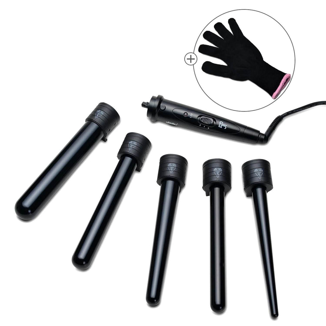 5-in-1 Curling Iron Wand Set Hair Curler Set With 5 Interchangeable Barrels Roller-5-in-1 Curling Iron Wand Set Hair Curler Set With 5 Interchangeable Barrels Roller