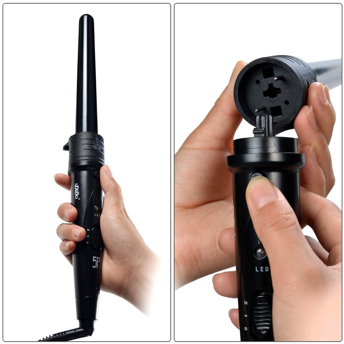 5-in-1 Curling Iron Wand Set Hair Curler Set With 5 Interchangeable Barrels Roller-5-in-1 Curling Iron Wand Set Hair Curler Set With 5 Interchangeable Barrels Roller
