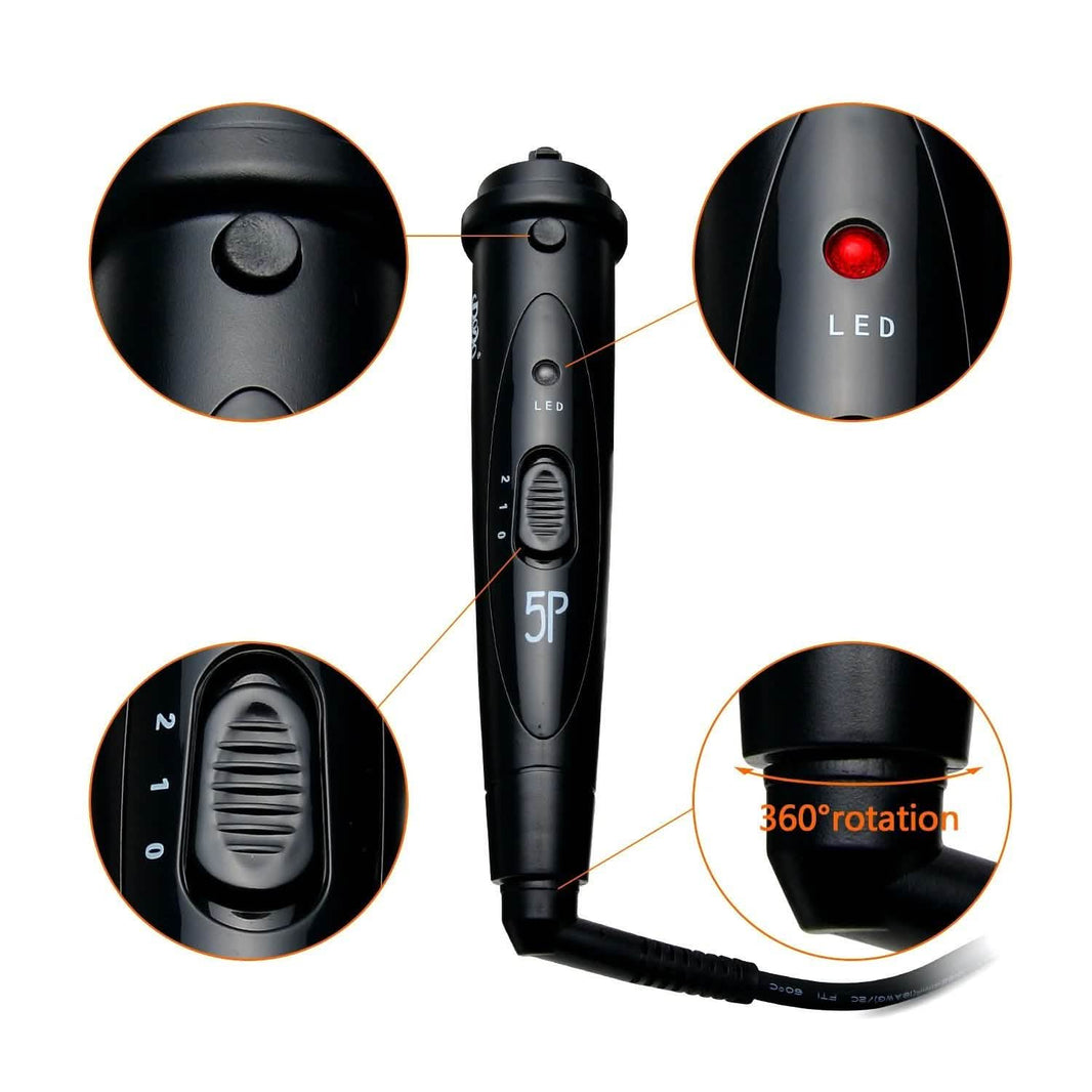 5-in-1 Curling Iron Wand Set Hair Curler Set With 5 Interchangeable Barrels Roller-5-in-1 Curling Iron Wand Set Hair Curler Set With 5 Interchangeable Barrels Roller