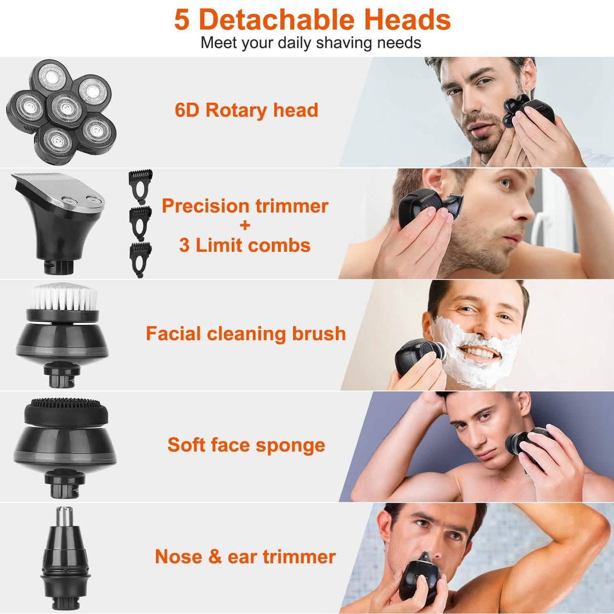5-in-1 Electric Razor For Bald Men-5-in-1 Electric Razor For Bald Men