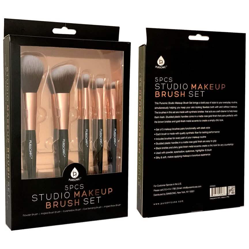 5-Piece: Pursonic Studio Makeup Brush Set-5-Piece: Pursonic Studio Makeup Brush Set