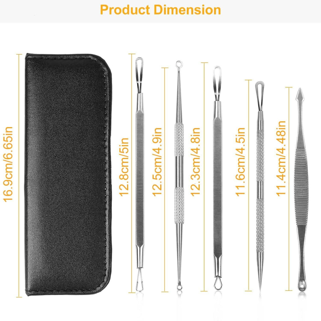 5-Piece Set: Blackhead Remover Kit Stainless Steel Popping Zit Remover-5-Piece Set: Blackhead Remover Kit Stainless Steel Popping Zit Remover