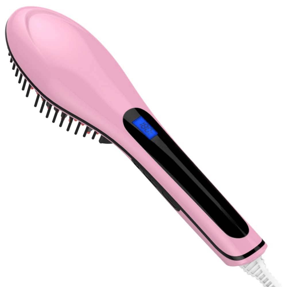 Detangling Hair Straightener Brush - Assorted Colors-Detangling Hair Straightener Brush - Assorted Colors