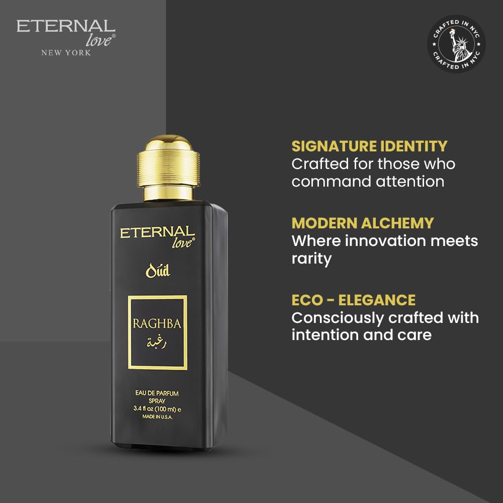 Eternal Love Amber Oud - Long Lasting Unisex Eau de Parfum - Warm Woody Oriental Fragrance with Oud & Amber - Dubai Inspired Arabic Scent - 3.4oz-Eternal Love Amber Oud - Long Lasting Unisex Eau de Parfum - Warm Woody Oriental Fragrance with Oud & Amber - Dubai Inspired Arabic Scent - 3.4oz