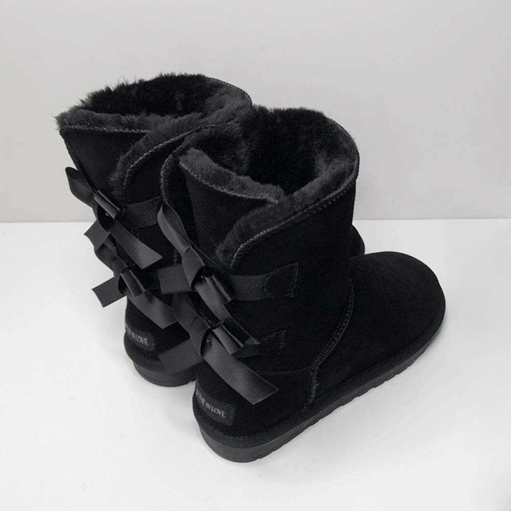 JOY IN LOVE Women's Snow Boots for Winter Mid-Calf high Back Bows-JOY IN LOVE Women's Snow Boots for Winter Mid-Calf high Back Bows