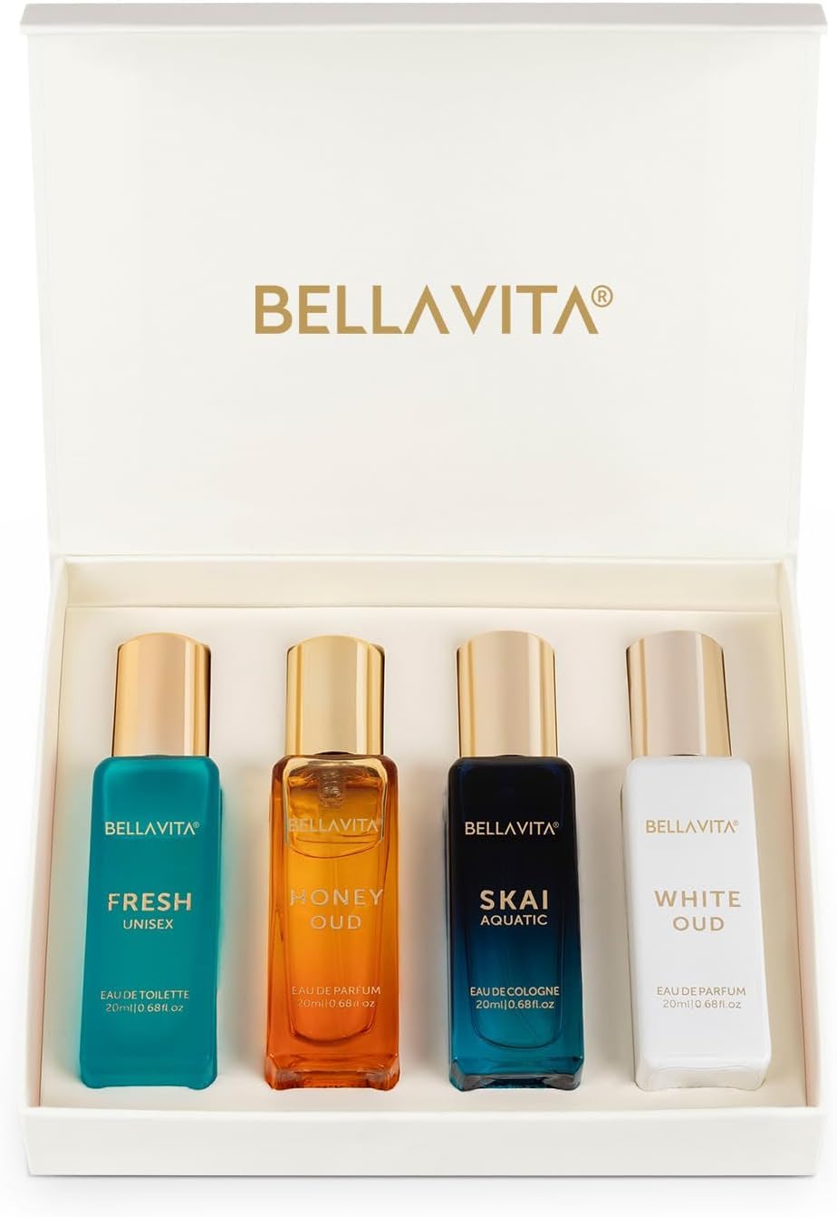 Bellavita Luxury Unisex Perfume Gift Set with Honey & White Oud, Skai, & Fresh | 80ml | Perfume for Men and Women | Honey, Artemisia Lemon, Bergamot, & Sweet Almond Notes | Gift for Father's Day-Bellavita Luxury Unisex Perfume Gift Set with Honey & White Oud, Skai, & Fresh | 80ml | Perfume for Men and Women | Honey, Artemisia Lemon, Bergamot, & Sweet Almond Notes | Gift for Father's Day