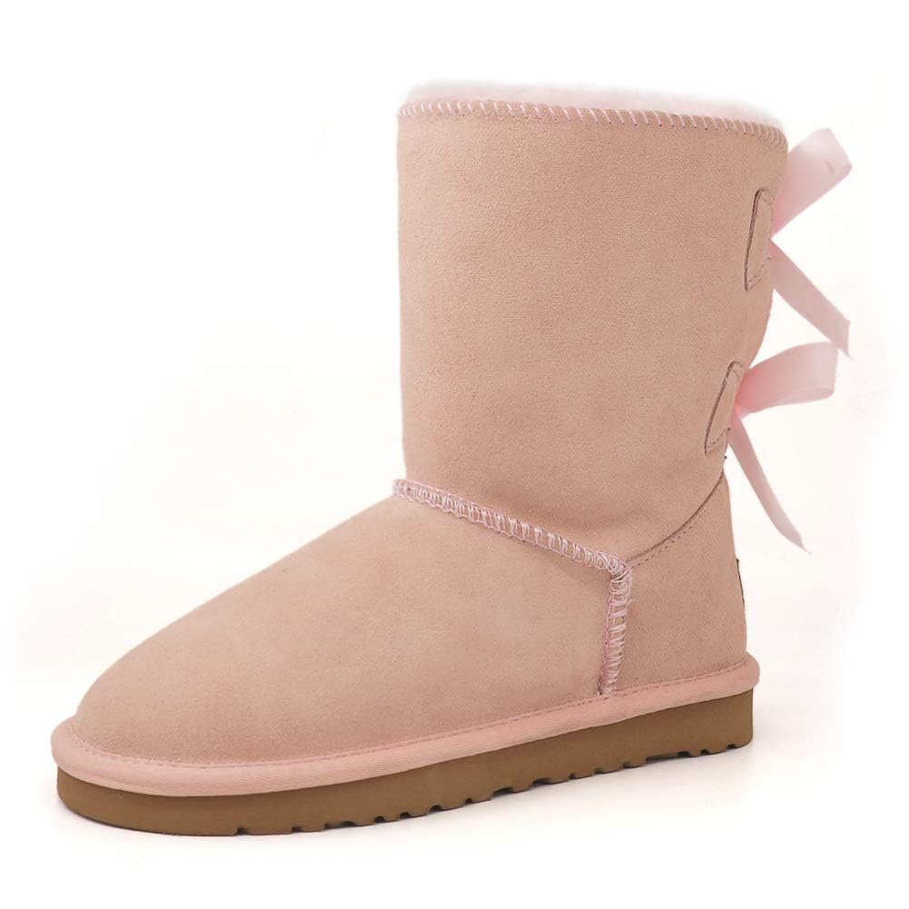 JOY IN LOVE Women's Snow Boots for Winter Mid-Calf high Back Bows-JOY IN LOVE Women's Snow Boots for Winter Mid-Calf high Back Bows