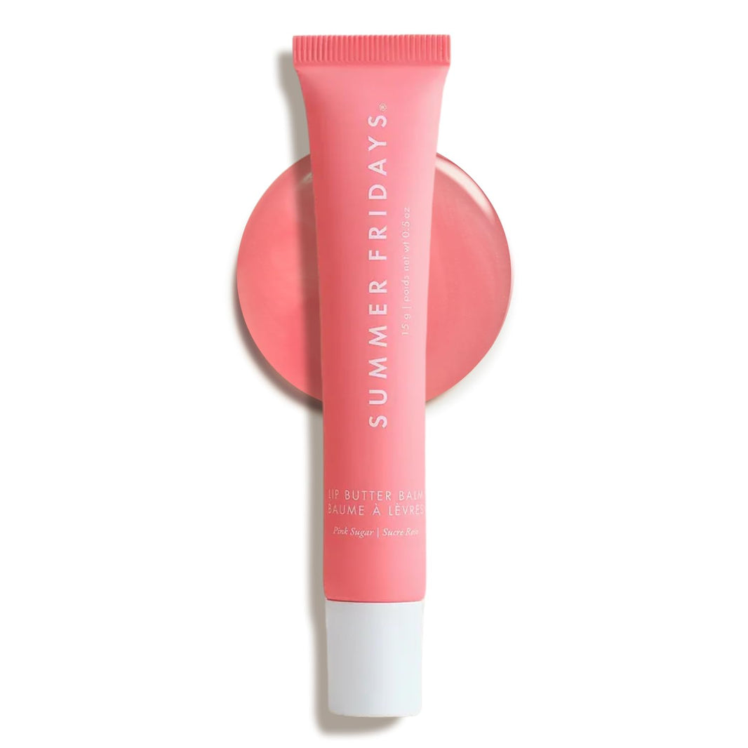 Summer Fridays Lip Butter Balm - Moisturizing Lip Gloss for Instant Shine + Sheer Color - With Nourishing Shea Butter - Everyday Makeup + Skin Care Summer Essentials - Vegan - Pink Sugar (.5 Oz)-Summer Fridays Lip Butter Balm - Moisturizing Lip Gloss for Instant Shine + Sheer Color - With Nourishing Shea Butter - Everyday Makeup + Skin Care Summer Essentials - Vegan - Pink Sugar (.5 Oz)