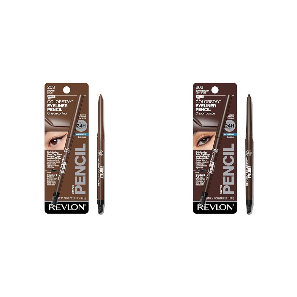 Revlon ColorStay Pencil Waterproof Eyeliner, Smudge-Proof, Eye Makeup with Built-In Sharpener, Long-Lasting, Matte Finish, 201 Black, 2 pack-Revlon ColorStay Pencil Waterproof Eyeliner, Smudge-Proof, Eye Makeup with Built-In Sharpener, Long-Lasting, Matte Finish, 201 Black, 2 pack