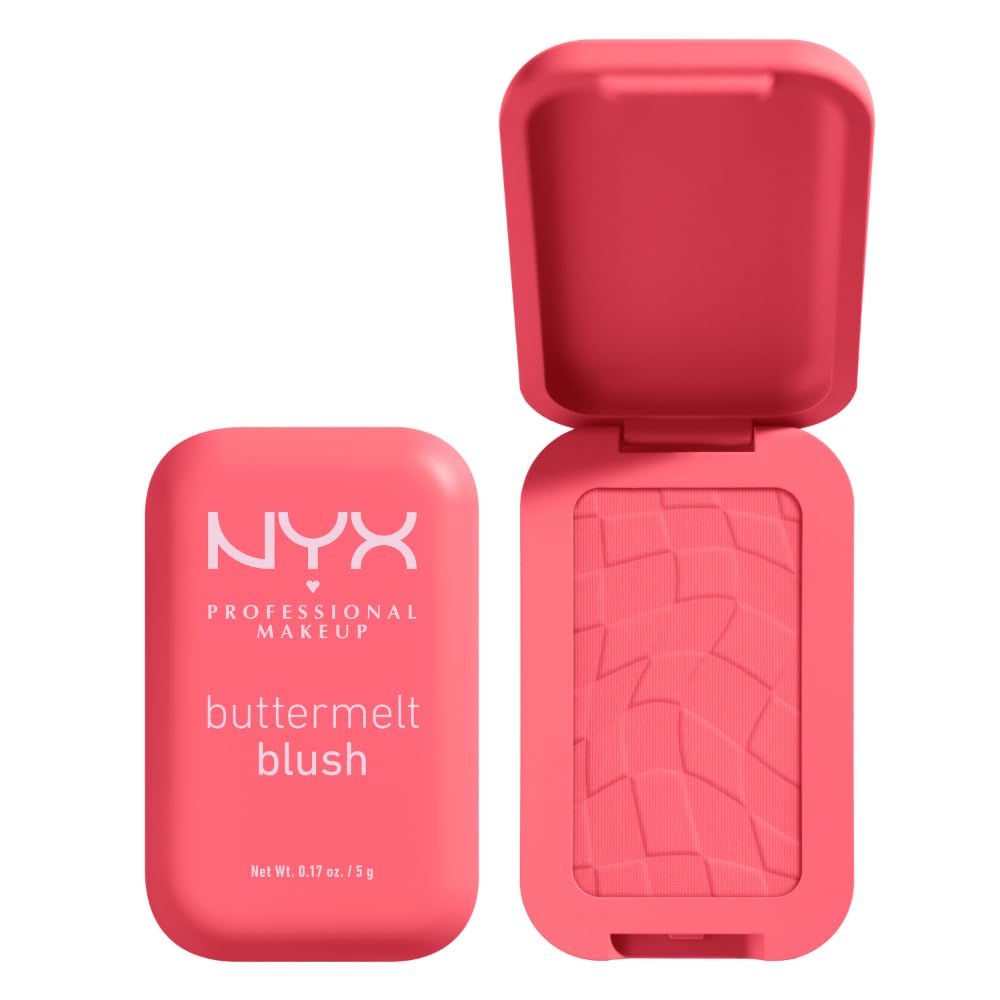 NYX PROFESSIONAL MAKEUP Buttermelt Powder Blush, Fade and Transfer-Resistant Blush, Up to 12HR Make Up Wear, Vegan Formula - For The Butta-NYX PROFESSIONAL MAKEUP Buttermelt Powder Blush, Fade and Transfer-Resistant Blush, Up to 12HR Make Up Wear, Vegan Formula - For The Butta