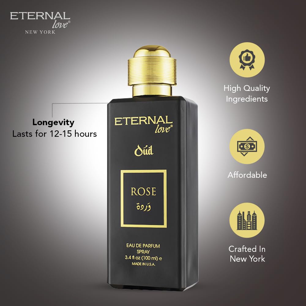 Eternal Love Amber Oud - Long Lasting Unisex Eau de Parfum - Warm Woody Oriental Fragrance with Oud & Amber - Dubai Inspired Arabic Scent - 3.4oz-Eternal Love Amber Oud - Long Lasting Unisex Eau de Parfum - Warm Woody Oriental Fragrance with Oud & Amber - Dubai Inspired Arabic Scent - 3.4oz