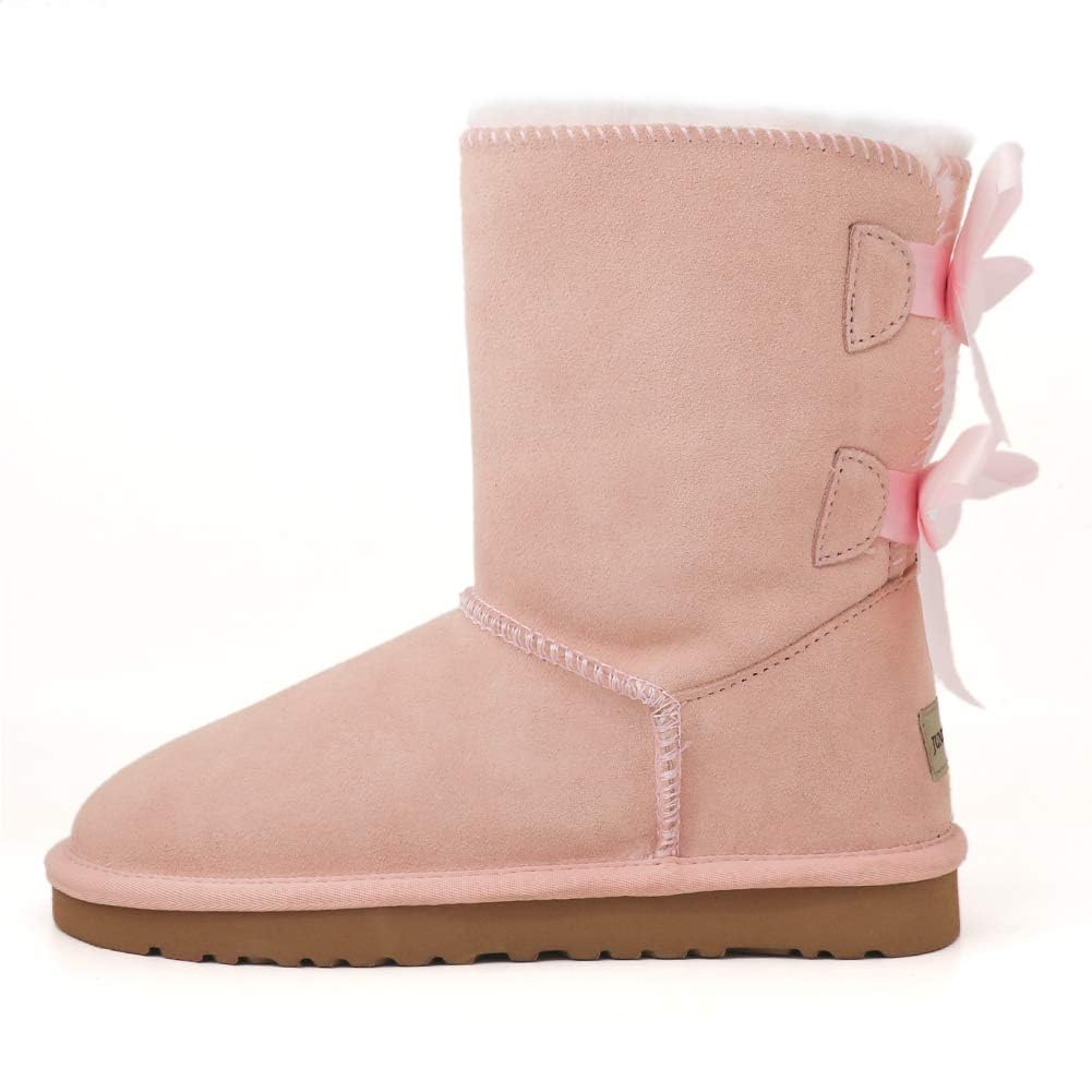 JOY IN LOVE Women's Snow Boots for Winter Mid-Calf high Back Bows-JOY IN LOVE Women's Snow Boots for Winter Mid-Calf high Back Bows