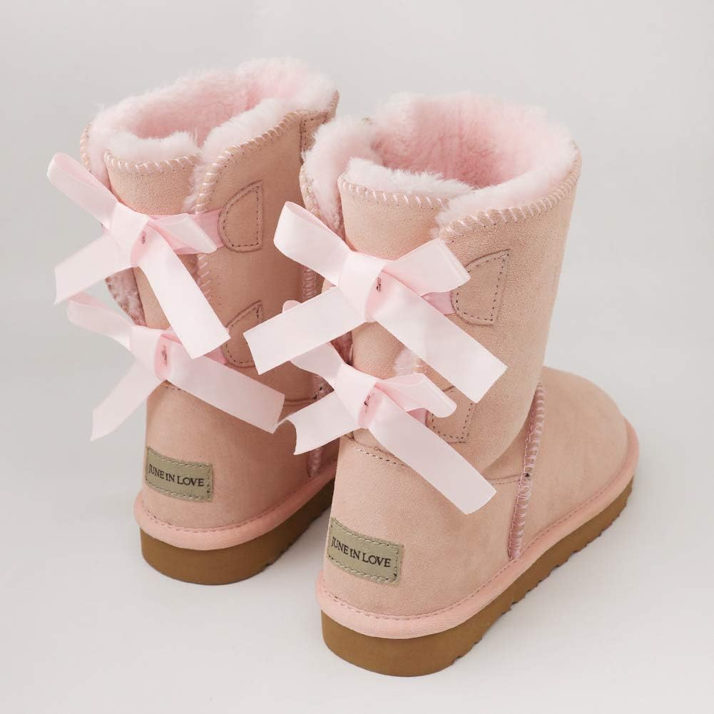 JOY IN LOVE Women's Snow Boots for Winter Mid-Calf high Back Bows-JOY IN LOVE Women's Snow Boots for Winter Mid-Calf high Back Bows