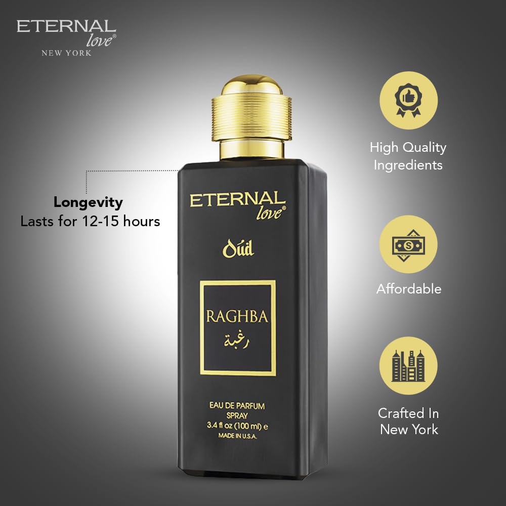 Eternal Love Amber Oud - Long Lasting Unisex Eau de Parfum - Warm Woody Oriental Fragrance with Oud & Amber - Dubai Inspired Arabic Scent - 3.4oz-Eternal Love Amber Oud - Long Lasting Unisex Eau de Parfum - Warm Woody Oriental Fragrance with Oud & Amber - Dubai Inspired Arabic Scent - 3.4oz