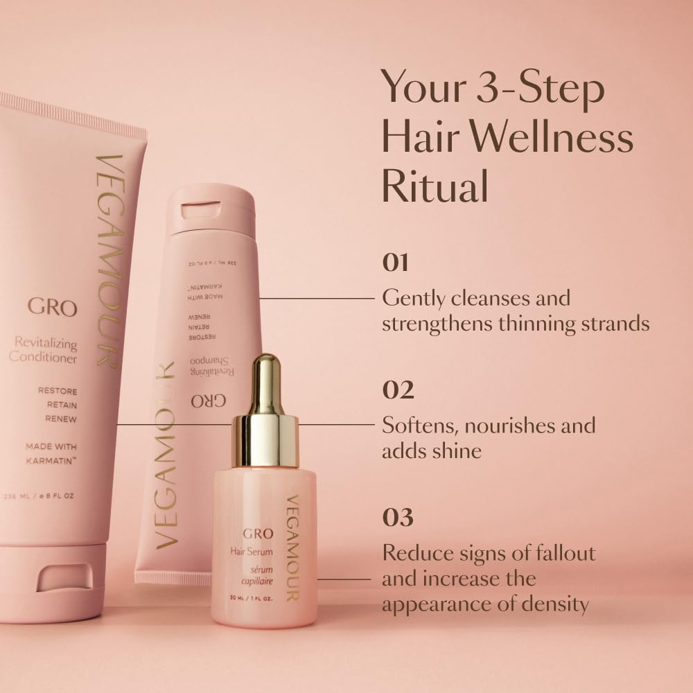 VEGAMOUR GRO Revitalizing Conditioner | Smooths, Strengthens and Adds Shine to Thinning Hair | Clean, Vegan, Cruelty-Free, Clinically Proven and Color Safe (8 Fl Oz)-VEGAMOUR GRO Revitalizing Conditioner | Smooths, Strengthens and Adds Shine to Thinning Hair | Clean, Vegan, Cruelty-Free, Clinically Proven and Color Safe (8 Fl Oz)