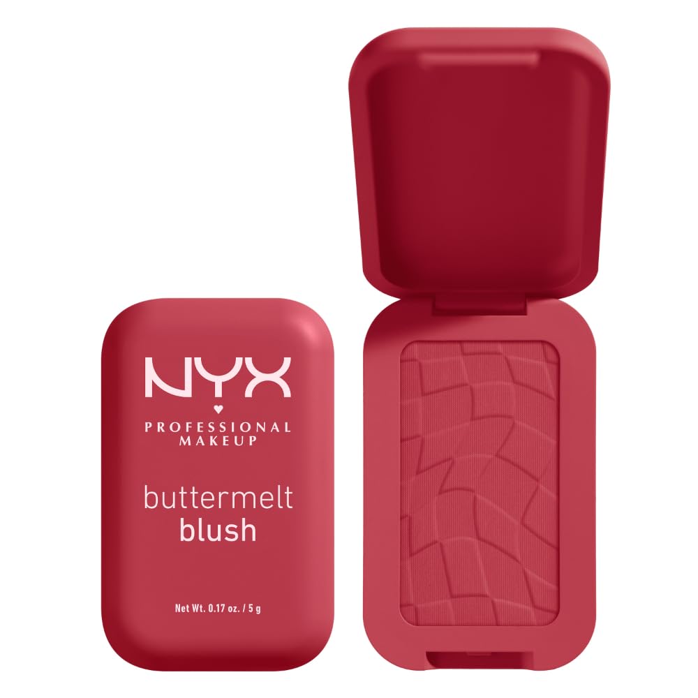 NYX PROFESSIONAL MAKEUP Buttermelt Powder Blush, Fade and Transfer-Resistant Blush, Up to 12HR Make Up Wear, Vegan Formula - For The Butta-NYX PROFESSIONAL MAKEUP Buttermelt Powder Blush, Fade and Transfer-Resistant Blush, Up to 12HR Make Up Wear, Vegan Formula - For The Butta