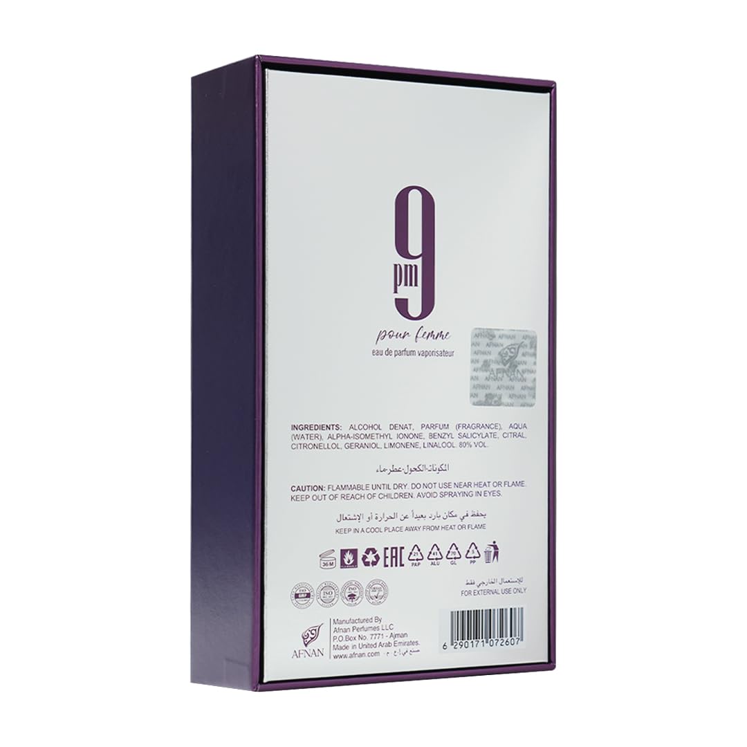 Afnan 9 PM For Men Eau De Parfum, 3.4 Fl. Oz-Afnan 9 PM For Men Eau De Parfum, 3.4 Fl. Oz