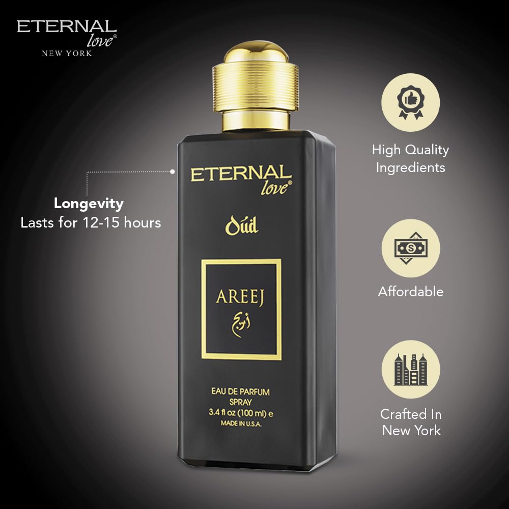 Eternal Love Amber Oud - Long Lasting Unisex Eau de Parfum - Warm Woody Oriental Fragrance with Oud & Amber - Dubai Inspired Arabic Scent - 3.4oz-Eternal Love Amber Oud - Long Lasting Unisex Eau de Parfum - Warm Woody Oriental Fragrance with Oud & Amber - Dubai Inspired Arabic Scent - 3.4oz