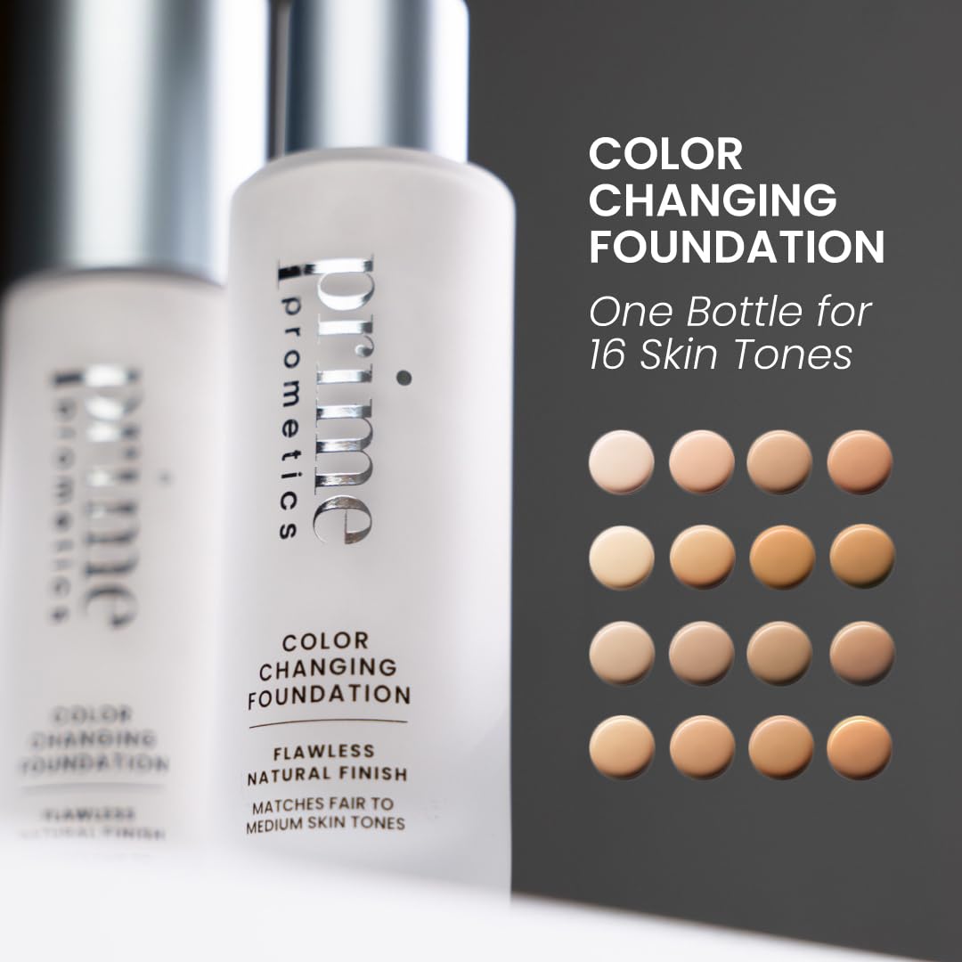 Prime Prometics Color Changing Foundation for Mature Women – Instantly Adapts to Your Skin Tone – Buildable Light-to-Medium Coverage – 12-Hour Wear – Natural Dewy Finish – Hypoallergenic-Prime Prometics Color Changing Foundation for Mature Women – Instantly Adapts to Your Skin Tone – Buildable Light-to-Medium Coverage – 12-Hour Wear – Natural Dewy Finish – Hypoallergenic