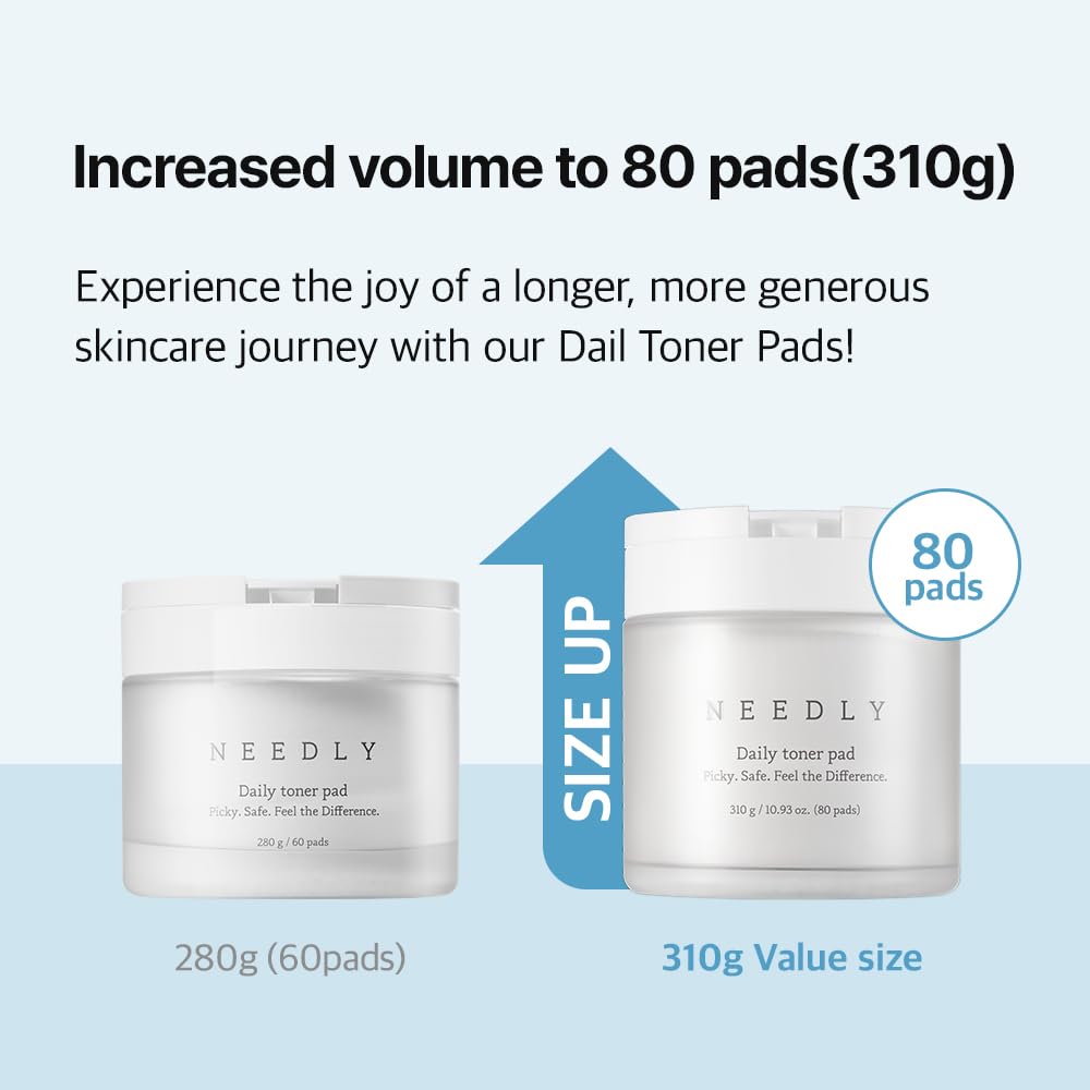 Needly Daily Toner Pad I Exfoliating Pads for Face with BHA & PHA(80 Pads), Deep Hydration, Pore Minimizer for Face, Centella, Tea Tree, High Volume Essence, Extra Large Cotton Pad, Korean Skin Care-Needly Daily Toner Pad I Exfoliating Pads for Face with BHA & PHA(80 Pads), Deep Hydration, Pore Minimizer for Face, Centella, Tea Tree, High Volume Essence, Extra Large Cotton Pad, Korean Skin Care