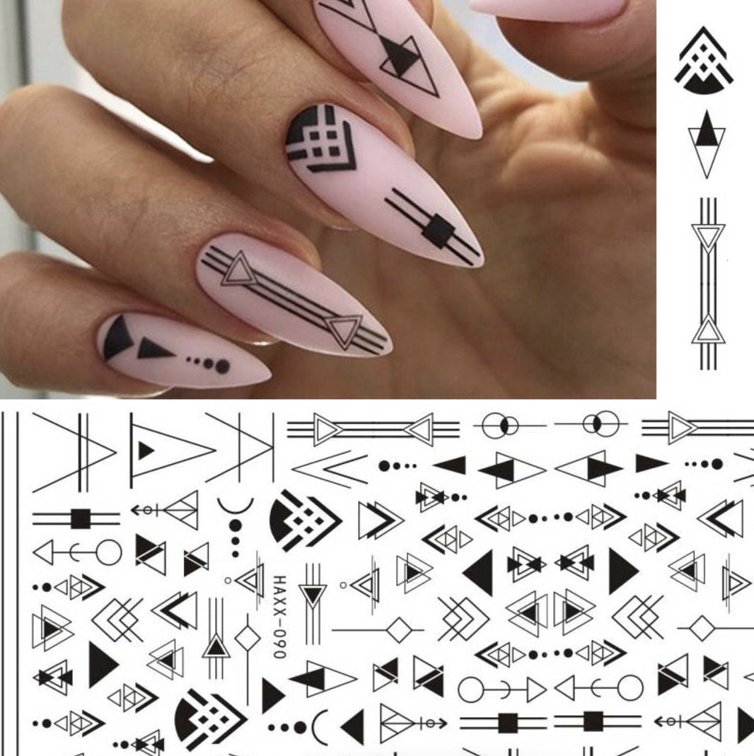 Black Butterfly Nails Stickers Decals White Flower Adhesive Manicure-65fb647a0e45585493f9d8a0bf27f317