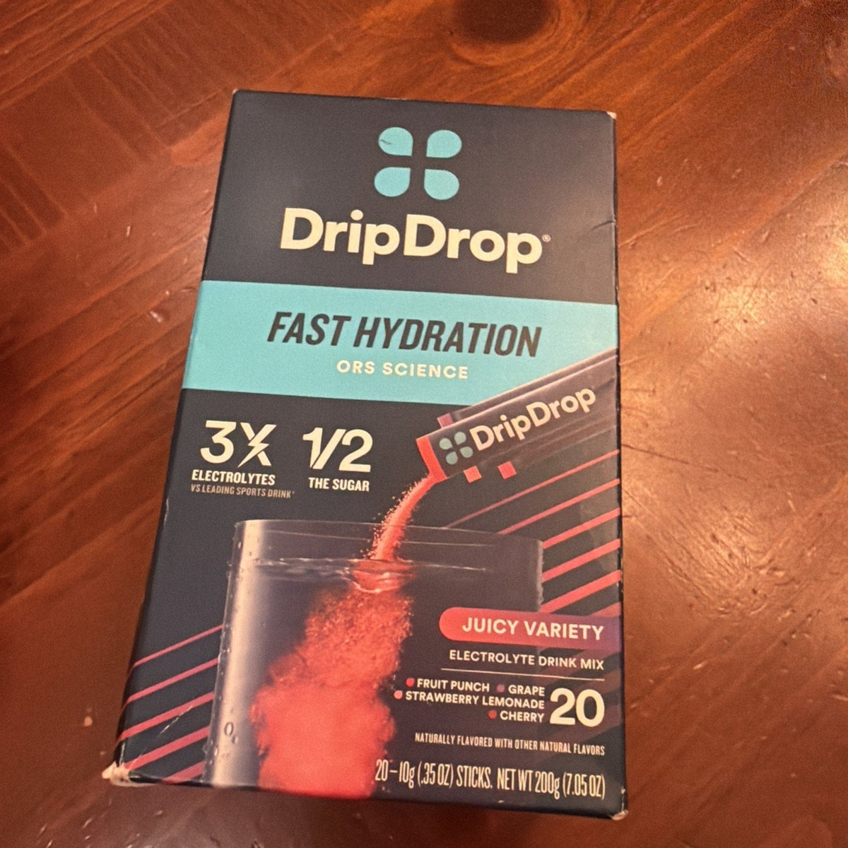 DripDrop Fast Hydration Electrolyte Drink Mix Juicy Variety 20 Packs Exp: 7/28-DripDrop Fast Hydration Electrolyte Drink Mix Juicy Variety 20 Packs Exp: 7/28