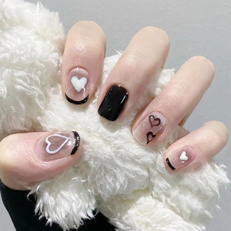 Ashionable Blue And Graffiti Pattern Wearable Fake Nails-f44244a1d70131a732f6a5f6e70f04ed