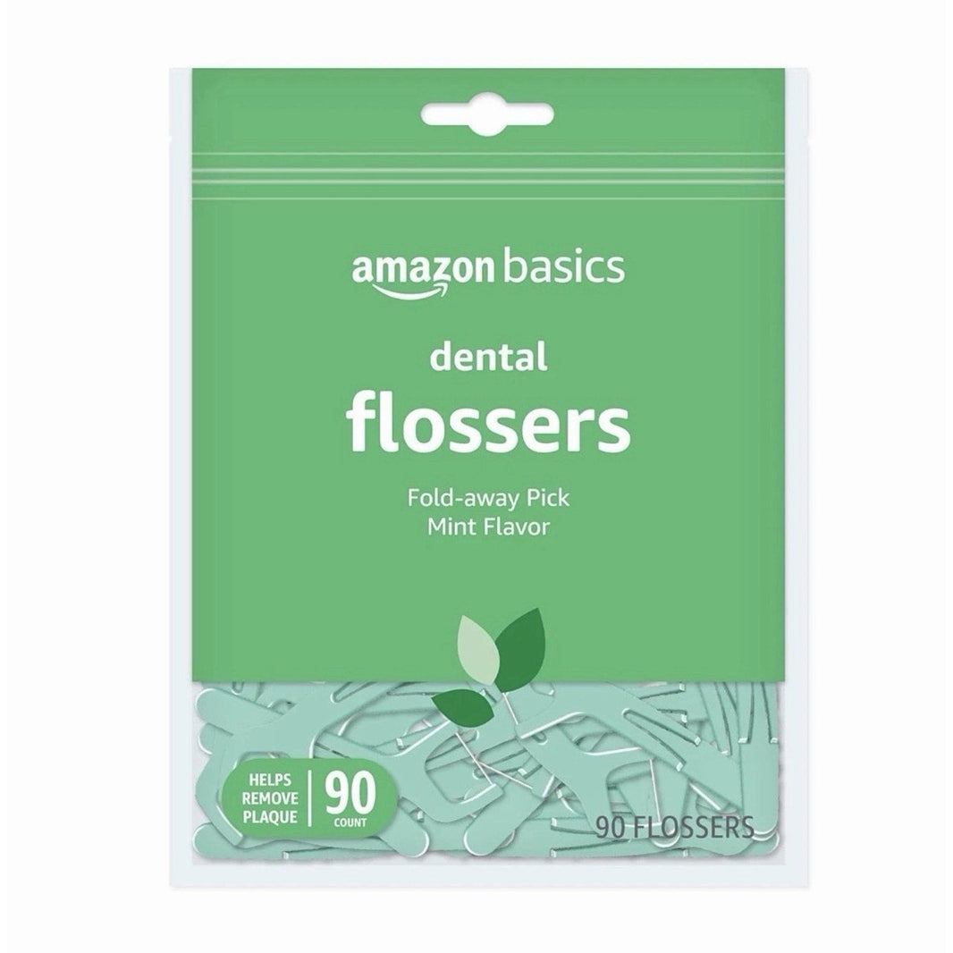 Amazon Basics Mint Dental Flossers, 90 Count (Pack of 6)-Amazon Basics Mint Dental Flossers, 90 Count (Pack of 6)
