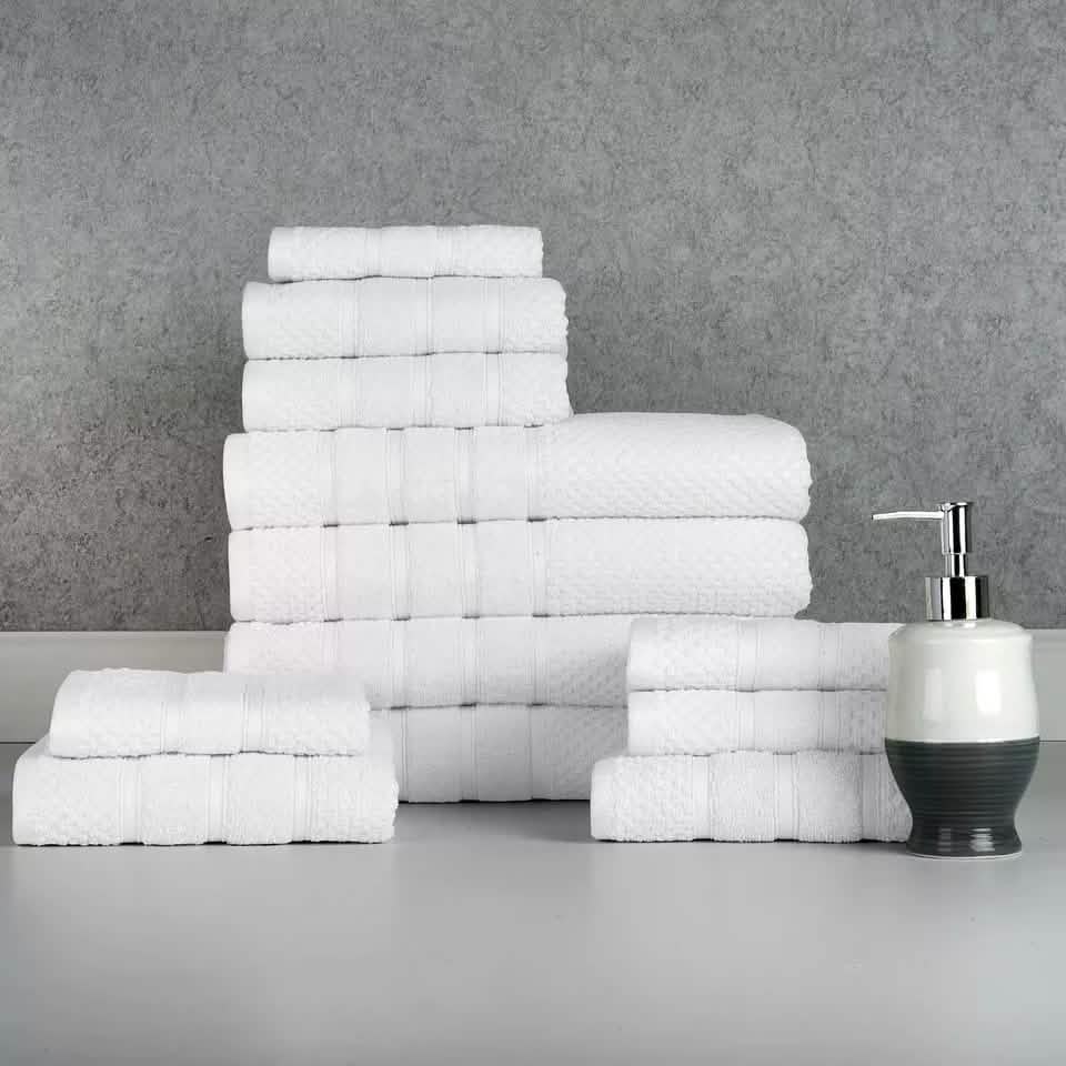 12-Piece: Bibb Home Egyptian Cotton Towel Set-12-Piece: Bibb Home Egyptian Cotton Towel Set