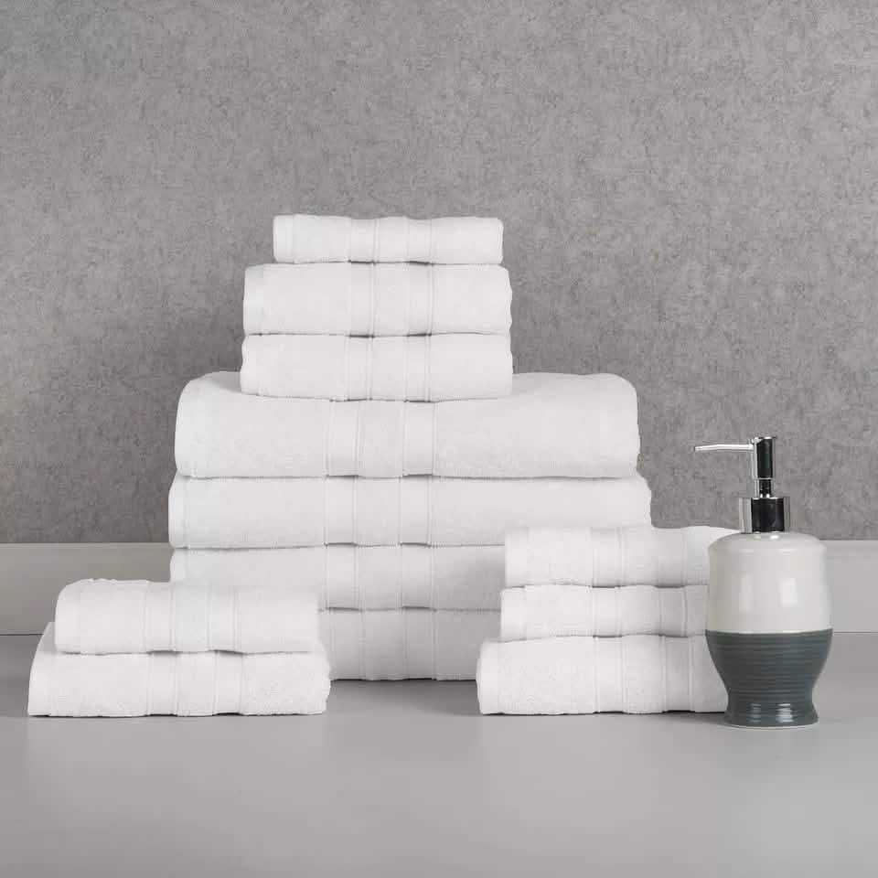 12-Piece: Bibb Home Egyptian Cotton Towel Set-12-Piece: Bibb Home Egyptian Cotton Towel Set