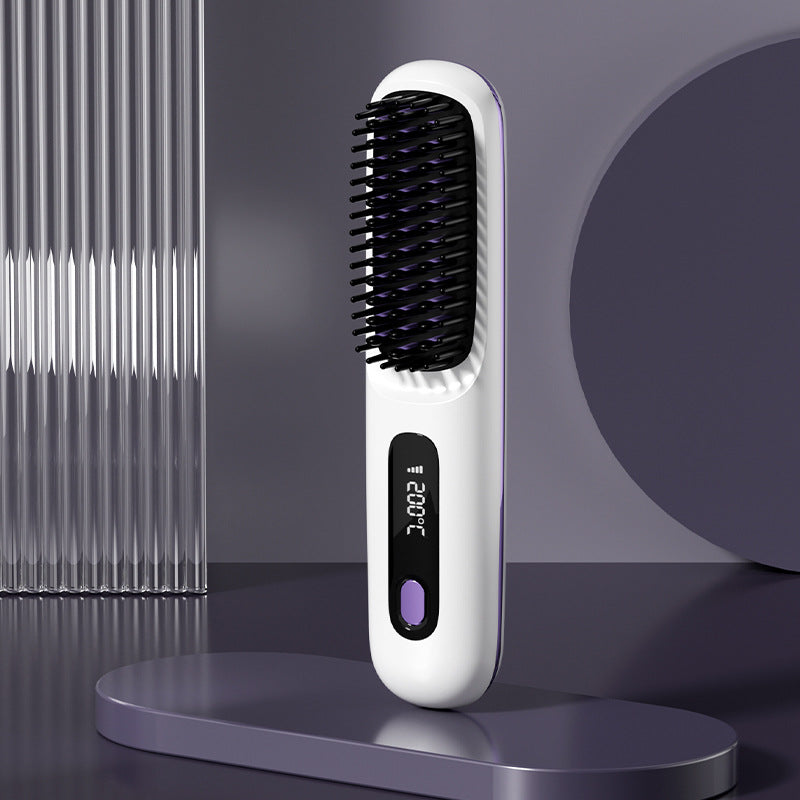 2 In 1 Straight Hair Comb Wireless Hair Straightener Brush Hair Fast Heating Portable Hot Curler USB Charging-618ac068aec506bd0d59cf0a4422d079