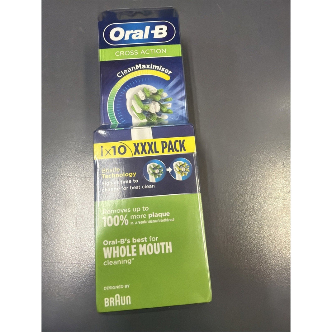 Oral B Cross Action Replacement Brush Heads XXXL Pack (10 heads) Made In Germany-Oral B Cross Action Replacement Brush Heads XXXL Pack (10 heads) Made In Germany