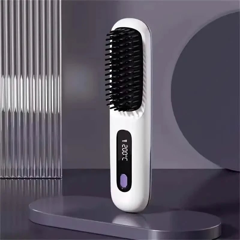 Portable Wireless Hair Straightener Comb – USB Rechargeable, 3-Speed, Negative Ion-Portable Wireless Hair Straightener Comb – USB Rechargeable, 3-Speed, Negative Ion